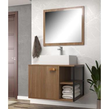 Imagem de Gabinete Banheiro Nassau 60cm com Espelheira E Cuba Mdf - Belizze Móve