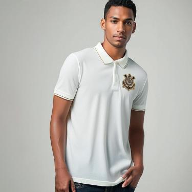 Imagem de Camisa Polo Retrô Corinthians Off White Masculina-Masculino