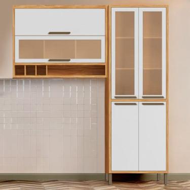 Imagem de Cozinha Modulada Syrah 2 Peças com Adega 6 Portas Ronipa, Amêndoa com 