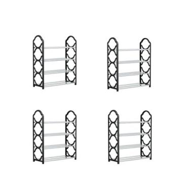Imagem de 4 Estante Movel Multiuso Sapateira Organizador 4 Andares Black Sapato 