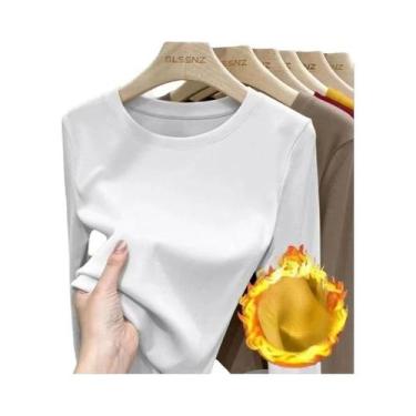Imagem de Camiseta Térmica Feminina De Inverno Com Manga Longa E Gola Redonda, C