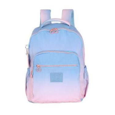 Imagem de Mochila de Costas Grande Juvenil Crinkle Bicolor com Chaveiro Luara Up4you-Feminino