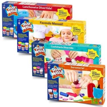 Imagem de Kit 4 Diver Massa Massinha de Modelar Moldes Variados - Divertoys