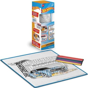 Imagem de Tapete para Colorir Tapete Mágico Lavável Hot Wheels 50X50CM Diversão sem Sujeira com 6 Canetinhas Laváveis Multikids