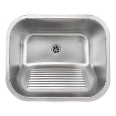 Imagem de Tanque de Lavanderia 55x45 27L de Embutir em Aço Inox Acetinado com Manta de Borracha A...