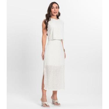 Imagem de Saia Midi Feminina Em Laise Endless Bege, P, Bege
