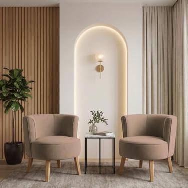 Imagem de Kit 2 Poltronas Cadeira Elegante para Sala de Estar Tecido Veludo MOBLAN decor (Cappucc...