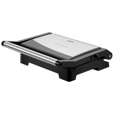 Imagem de Grill Grelha Chapa Antiaderente Essencial Itatiaia 127V Inox, Preto e 