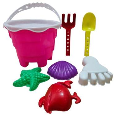 Imagem de Balde Praia Infantil Castelo Kit Brinquedos de Areia - Corpo Dourado M