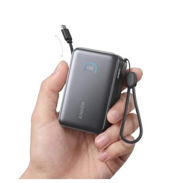 Imagem de Anker Nano Power Bank, Carregador Portátil USB-C 10000mAh até 45W, com Cabo Retrátil 70cm, Carregamento Rápido, Bateria Externa para iPhone 17/16/15, Samsung, Xiaomi, iPad, MacBook Air, Preto
