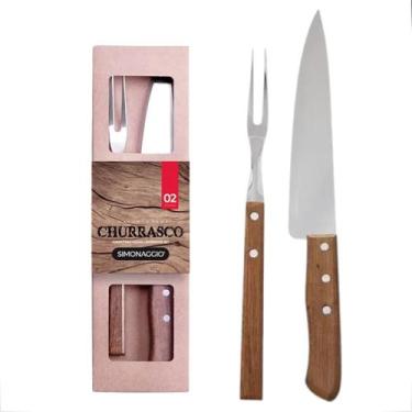 Imagem de Conjunto Churrasco 1 Faca 8 e 1 Garfo Trinchante Simonaggio