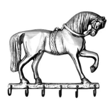 Imagem de Porta Chaves Cavalo Majestoso 6 Pinos Em Alumínio Cor Prata - Wilmil