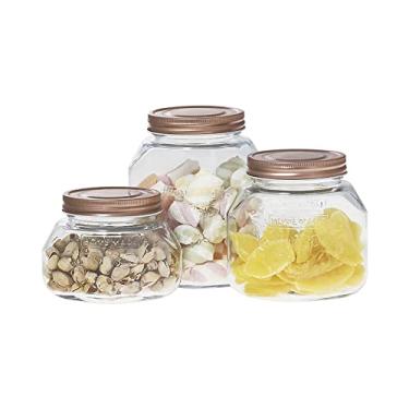 Imagem de POTE VIDRO SQUARE 3PCS RG