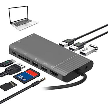 Imagem de Hub USB C 8 em 1 Tipo C Fast Docking Station, Expansion Dock 4Kx2K saída multifuncional HD, RJ45 Gigabit LAN, 2 portas USB 3.0, 5Gbps, 100W Pd Charging