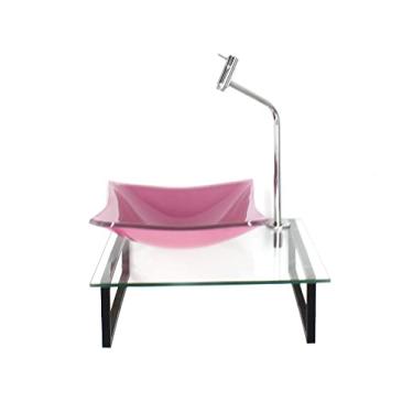 Imagem de KIT CUBA DE VIDRO 10MM ROSA TAMPO 40CM INCOLOR COM SUPORTE TORNEIRA VALVULA