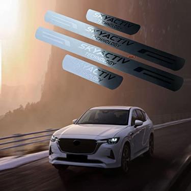 Imagem de GZBFTDH Proteção de Peitoril Soleira da Porta, para Mazda CX-60 CX60 cx 60 2022 Carro Acessórios, Aço Inoxidável Kick Plate Guard de Pedal de Limiar Protetor, Peças para Automóveis