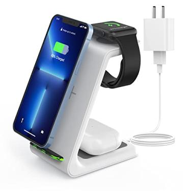 Imagem de Carregador sem fio, estação de carregamento 3 em 1 com certificação Qi para iPhone 13/13 Pro/12/12 Pro/11 Series/XS Max/XR/XS/X/8/8 Plus, carregador sem fio para Apple Watch 6/SE/5/4/3/2,