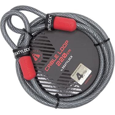 Imagem de SeatyLock Trava de cabo de bicicleta - Cabo de aço trançado triplo antirroubo com laços para segurança de bicicleta - Cabos de travamento grandes flexíveis de ajuste universal para cadeado em U Lock D Lock Cadeado ou Trava Dobrável - 220 cm