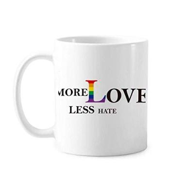 Imagem de Caneca LGBT Rainbow Flag More Love Less Hate cerâmica café porcelana xícara de cerâmica louça