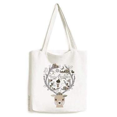 Imagem de Bolsa de lona para presente de casa de Natal Deer Father bolsa de compras casual