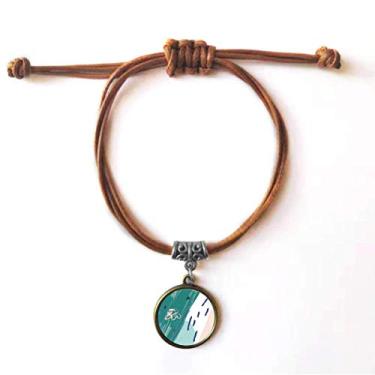 Imagem de DIYthinker Pulseira de couro com estampa de plantas abstratas Rivers corda escondida presente marrom joia