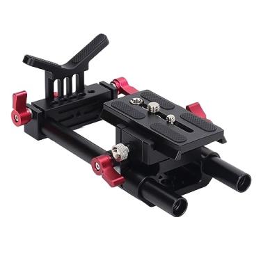 Imagem de de Suporte de Trilho de Câmera DSLR, Placa de Base de Suporte de Haste Dupla de 15 Mm de Liberação Rápida e Suporte Y Universal, Ajuste de Altura de 2,4/60 Mm, para