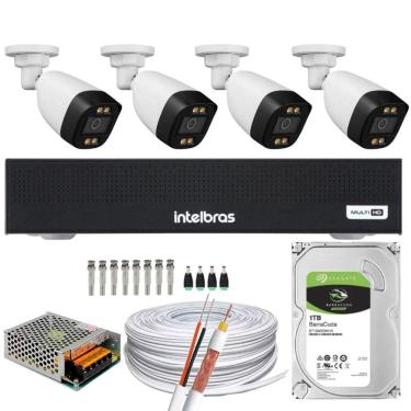 Imagem de Kit 04 Cameras Full Color Colorida Noite e Dia DVR intelbras 1004C 4Ch C/HD 1TB