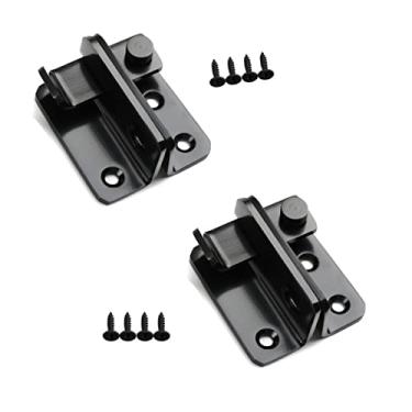 Imagem de Fechadura de porta de celeiro deslizante, travas de portão de aço inoxidável, trava de segurança para armário de vinho, banheiro, ao ar livre, garagem, jardim, porta de armário (preto-direito