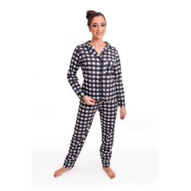 Imagem de Pijama Feminino Inverno Adulto Americano Longo De Frio Malha-Feminino