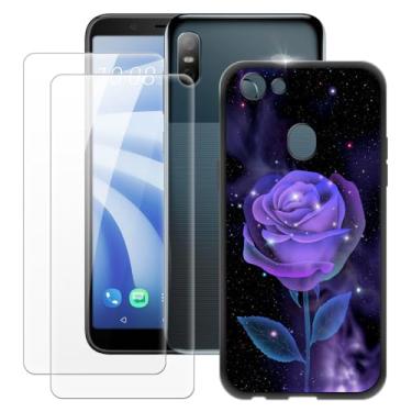 Imagem de MILEGOO Capa HTC U12 Life + 2 peças protetoras de tela de vidro temperado, capa ultrafina de silicone TPU macio à prova de choque para HTC U12 Life (6 polegadas) rosa