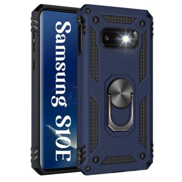 Imagem de Korecase Capa para Samsung Galaxy S10E, Proteção Extrema Armadura Militar Camada Dupla, Suporte de Anel Giratório Inquebrável de 360 Graus, Azul