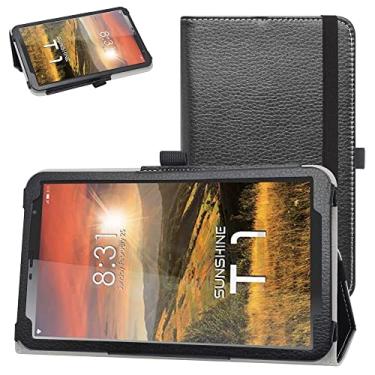 Imagem de Bige Capa para Sunshine T1 Elite, Sky Pad 8, Foxx T8, Hyudai Hytab Plus 8WB1, capa Scepter 8, capa de couro PU, capa com suporte dobrável de 20 cm, preta