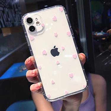 Imagem de Capa de soft phone transparente fashion Love Heart para iPhone 11 Pro MAX X XS XR 12 Mini 7 8 plus SE 2020 Capa de Soft Wave Point bonito, Pink Love Heart, para iPhone 12