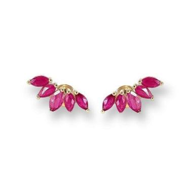 Imagem de Brinco De Ouro 18k com Zirconias - Elegancy Joias, Fúcsia