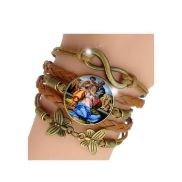 Imagem de Pulseira Feminina Tondo Doni Obra de Michelangelo Santa Família Sainte