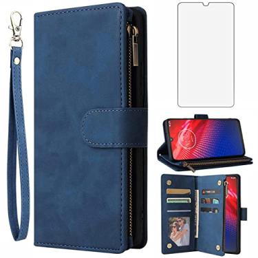 Imagem de Asuwish Compatível com Moto Z4/Moto Z 4 Play/MotoZ4 Force capa tipo carteira protetora de tela de vidro temperado e capa flip com porta-cartões para Motorola 4Z Motoz4 capas MotoZ4Play XT1980-4 2019