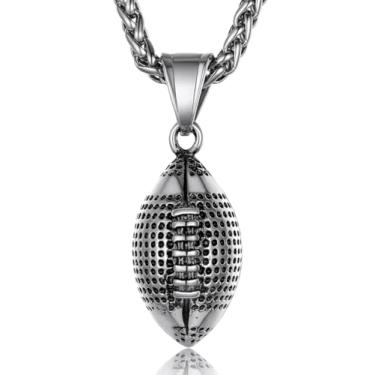 Imagem de GOLDCHIC JEWELRY Colar esportivo para homens e meninos, colares de cruz de beisebol de aço inoxidável unissex personalizado/futebol/basquete colar com corrente presente para fãs de esportes, Metal, Sem Pedra Preciosa