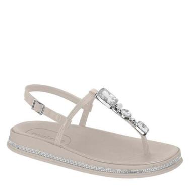 Imagem de Sandália Feminina Flatform Pedraria Conforto Moleca 5509.204, Cinza, 3