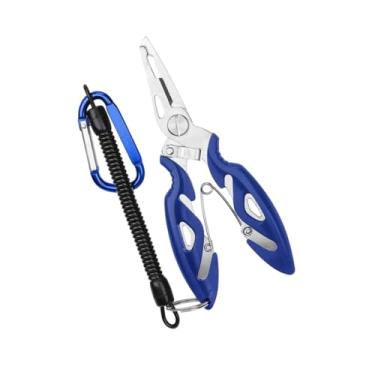 Imagem de SM SunniMix Alicate de pesca com cordão, tesoura equipamento não -lips homens de garoto de peixe Removedor de ganchos de peixe para controle de peixes, Azul
