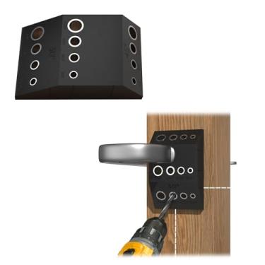 Imagem de Hopumtan Guia de perfuração multi-ângulo gabarito molde de perfuração 30 45 90 graus ângulo horizontal furo 4 tamanhos apto para madeira parafuso de atraso ferramenta de trilhos de cabo portátil HT03