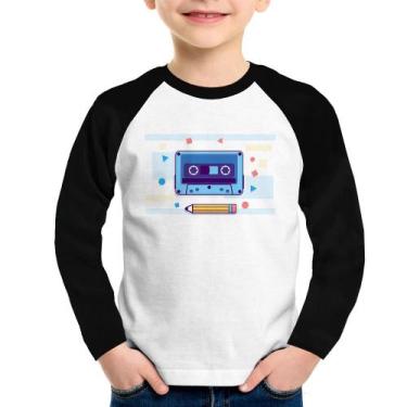 Imagem de Camiseta Raglan Infantil Fita Cassete Manga Longa - Foca na Moda, Bran