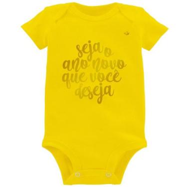 Imagem de Body Bebê Seja o ano novo que você deseja - Foca na Moda, Amarelo, M