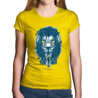 Imagem de Baby Look Algodão Leão Reggae - Foca na Moda, Amarelo, GG