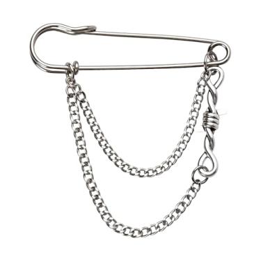 Imagem de Broche gótico punk de arame farpado com correntes espinhos de arame farpado broche de segurança para roupas jeans, jaquetas broches, hip hop, acessórios de joias grunge, correntes legais para homens e