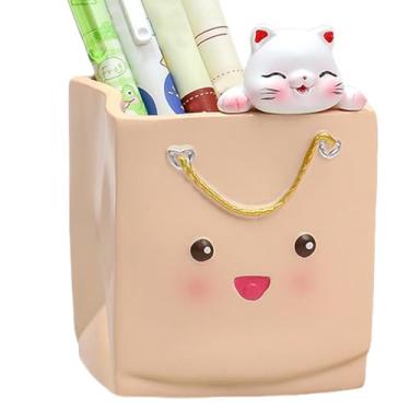 Imagem de Porta-lápis | Armazenamento de canetas de animais de desenho animado de mesa - recipiente de papelaria para decoração de casa, organização doméstica para pincéis de maquiagem e marcadores de