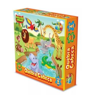 Imagem de Quebra-cabeça Cartonado Festa Dos Animais 60pcs Ggb Plast NF - GGB BRI