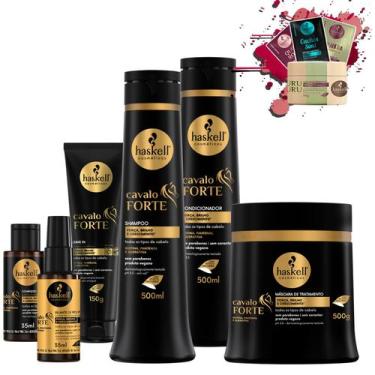 Imagem de Kit Haskell Cavalo Forte Sh Cond 500ml Masc 500g Completo