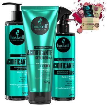 Imagem de Kit Haskell Acidificante Sh 300ml Másc 240gr e Fluido 200ml