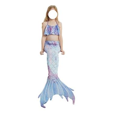 Imagem de LVTFCO Vestido de princesa rabo de peixe conjunto de 3 peças fantasia de verão fantasia cosplay fantasia de verão, roxo-XGG