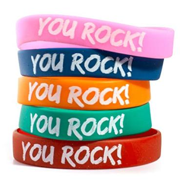 Imagem de Pulseira de silicone sortidas, pulseiras acadêmicas para crianças, 25 unidades., You Rock